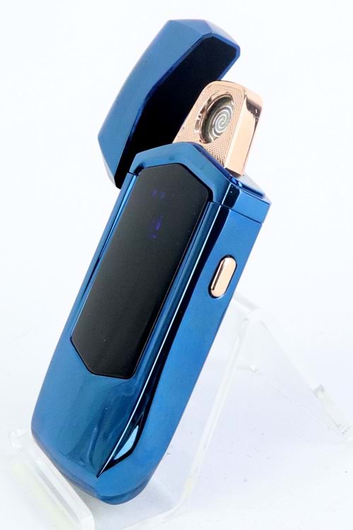 Silvio Monetti Mavi Renk Dokunmatik Sensörlü Dijital Zarlı Şarjlı Çakmak SM-3082USB