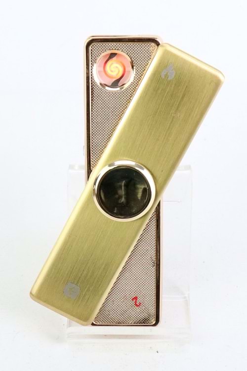 Silivio Monetti Gold Renk Işıklı Stres Çarklı Şarjlı Çakmak SM-413USBG