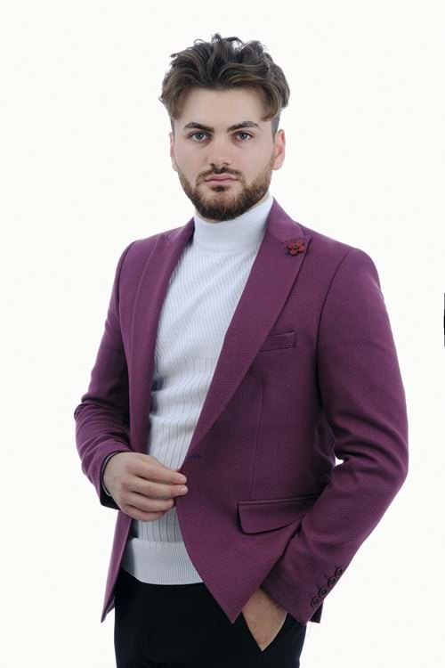 Vito Andolini Bordo Armürlü Slim Fit Tek Ceket