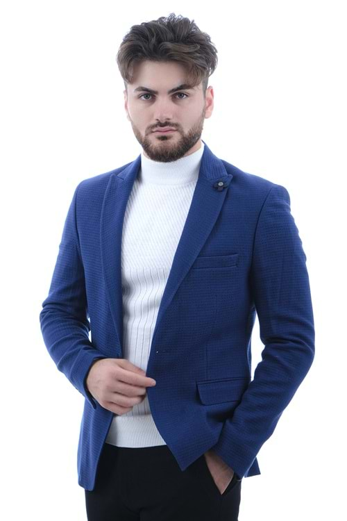 Vito Andolini Siyah Armürlü Slim Fit Erkek Ceket