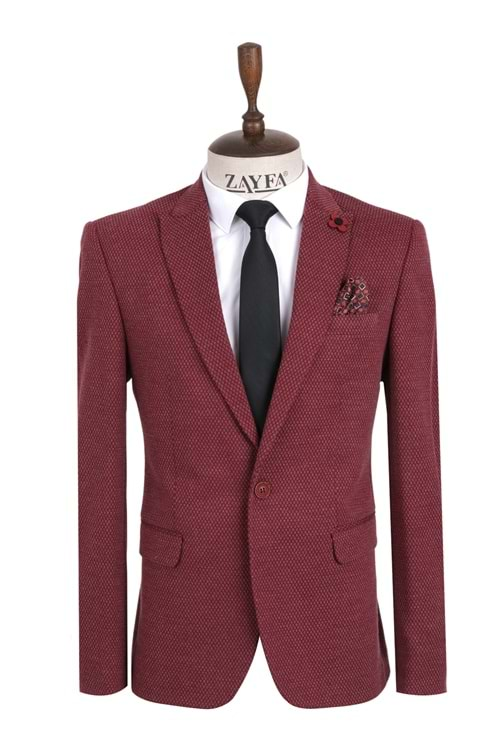 Vito Andolini Bordo Desenli Slim Fit Erkek Ceket