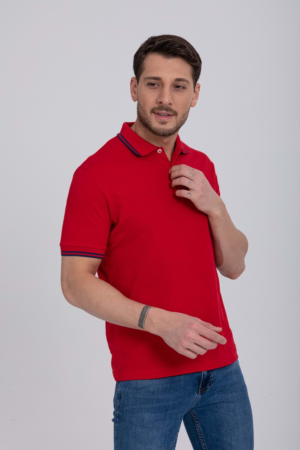 Pool Park Kırmızı Düğmeli Polo Yaka Erkek T-Shirt