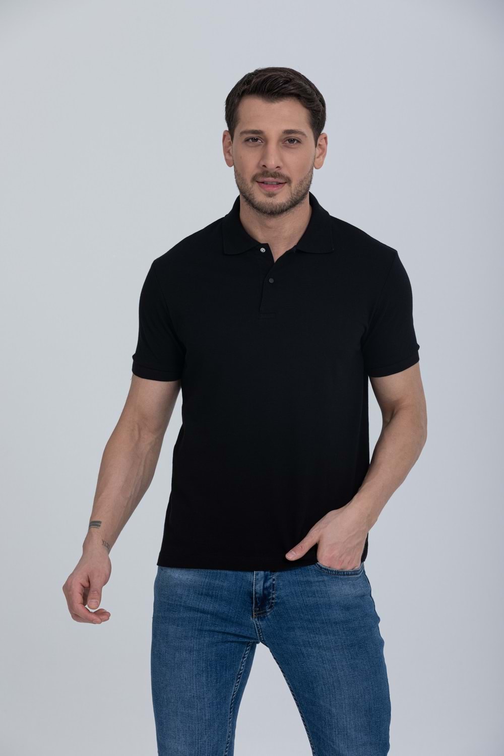 Pool Park Siyah Çıt Çıtlı Polo Yaka Erkek T-Shirt