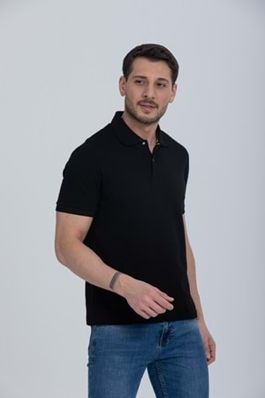 Pool Park Siyah Çıt Çıtlı Polo Yaka Erkek T-Shirt