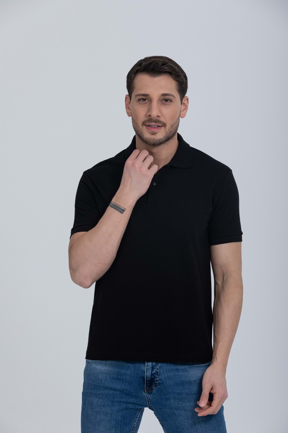 Pool Park Siyah Çıt Çıtlı Polo Yaka Erkek T-Shirt