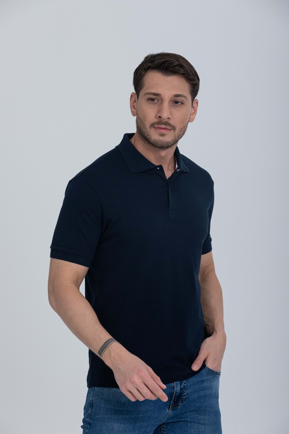 Pool Park Lacivert Çıt Çıtlı Polo Yaka Erkek T-Shirt