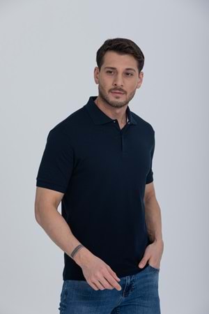 Pool Park Lacivert Çıt Çıtlı Polo Yaka Erkek T-Shirt