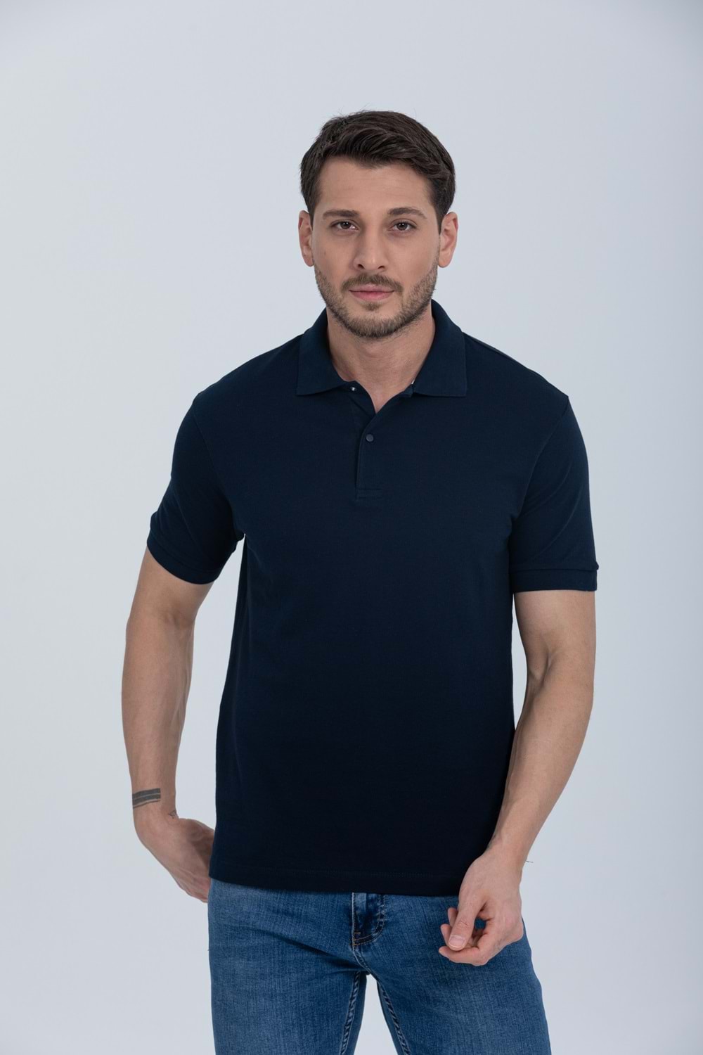 Pool Park Lacivert Çıt Çıtlı Polo Yaka Erkek T-Shirt