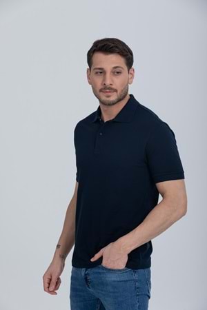 Pool Park Lacivert Çıt Çıtlı Polo Yaka Erkek T-Shirt