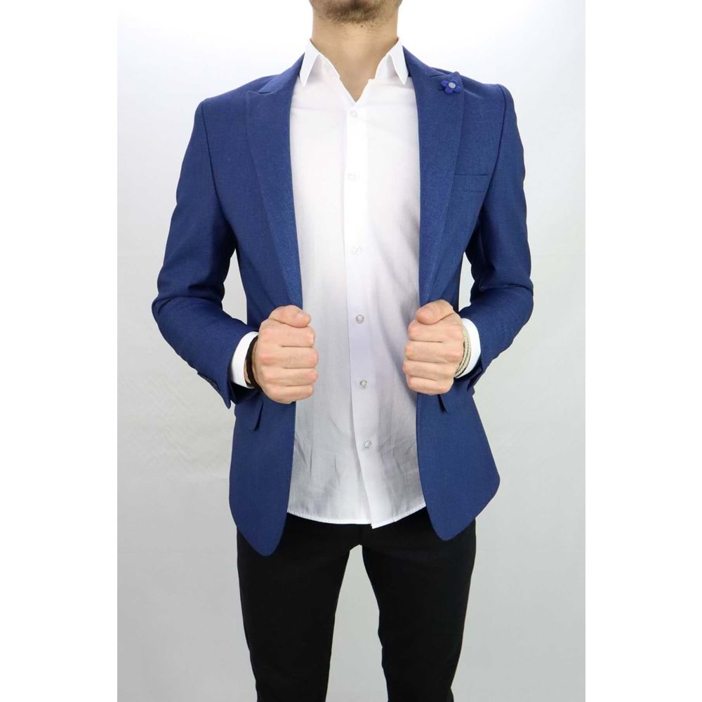 Vito Andolini Mavi Slim fit Tek Ceket