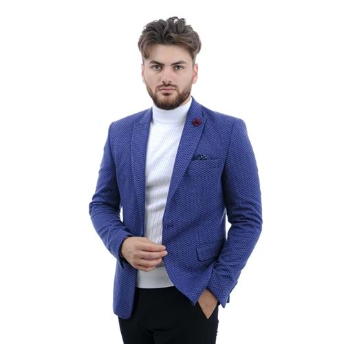 Vito Andolini Lacivert Çizgili Slim Fit Erkek Ceket