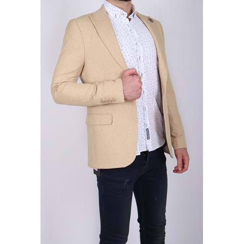 Vito Andolini Krem Hasır Slim Fit Ceket