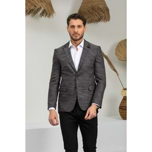 Vito Andolini Siyah Desenli Slim Fit Erkek Tek Ceket